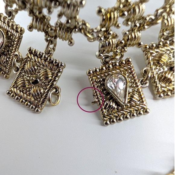 Colin Stuart Bronze Jeweled Filigree Flat Sandals Ankle Chain Womens 7B - Damage - Picture 5 of 8